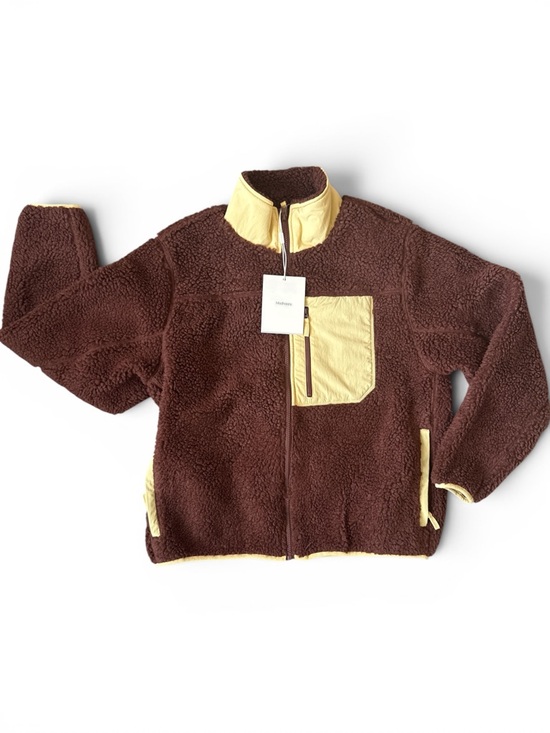 Madhappy Jackets & Blazers - Madhappy Sherpa Fleece Jacket Brown/ Yellow Zip Up Cozy Streetwear Size M